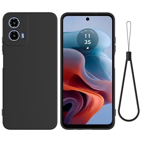 For Motorola Moto G45 Solid Color Liquid Silicone Dropproof Full Coverage Phone Case(Black)