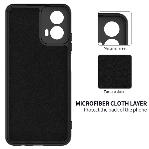 For Motorola Moto G45 Solid Color Liquid Silicone Dropproof Full Coverage Phone Case(Black)
