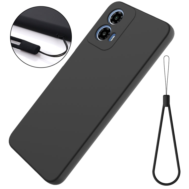 For Motorola Moto G45 Solid Color Liquid Silicone Dropproof Full Coverage Phone Case(Black)