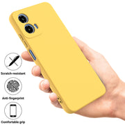 For Motorola Moto G45 Solid Color Liquid Silicone Dropproof Full Coverage Phone Case(Yellow)