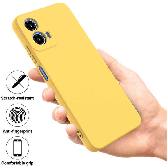 For Motorola Moto G45 Solid Color Liquid Silicone Dropproof Full Coverage Phone Case(Yellow)