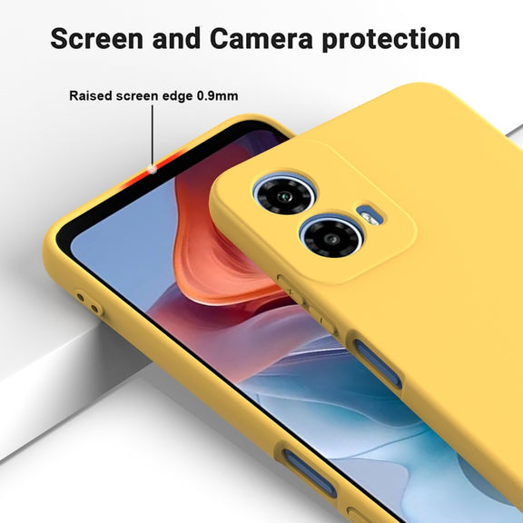For Motorola Moto G45 Solid Color Liquid Silicone Dropproof Full Coverage Phone Case(Yellow)