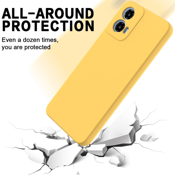 For Motorola Moto G45 Solid Color Liquid Silicone Dropproof Full Coverage Phone Case(Yellow)