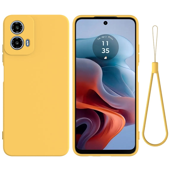 For Motorola Moto G45 Solid Color Liquid Silicone Dropproof Full Coverage Phone Case(Yellow)