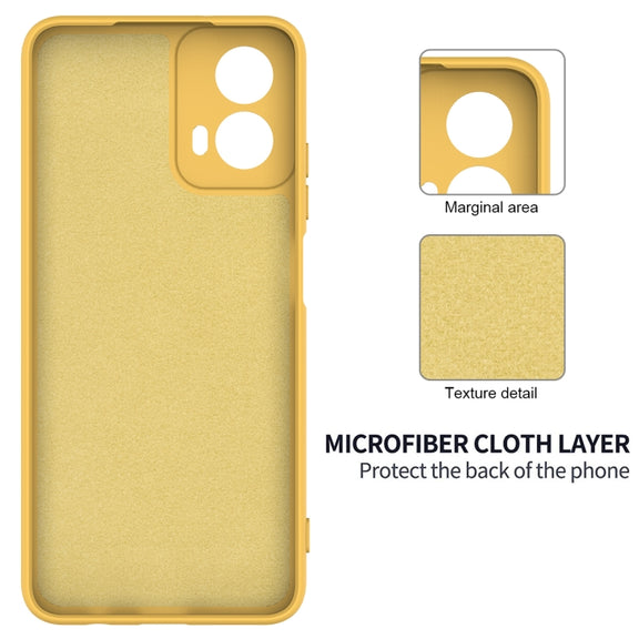For Motorola Moto G45 Solid Color Liquid Silicone Dropproof Full Coverage Phone Case(Yellow)
