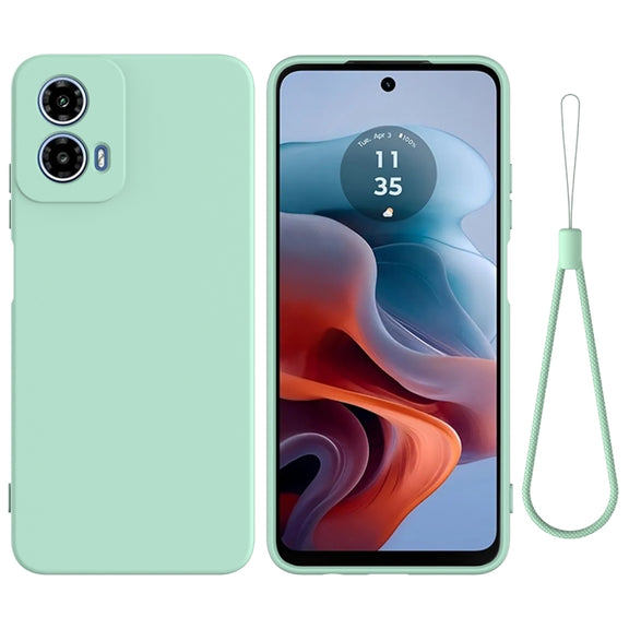 For Motorola Moto G45 Solid Color Liquid Silicone Dropproof Full Coverage Phone Case(Green)
