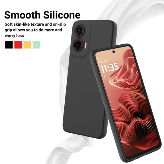 For Motorola Moto G35 Solid Color Liquid Silicone Dropproof Full Coverage Phone Case(Black)