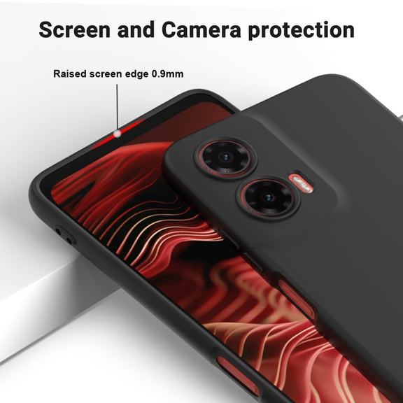 For Motorola Moto G35 Solid Color Liquid Silicone Dropproof Full Coverage Phone Case(Black)