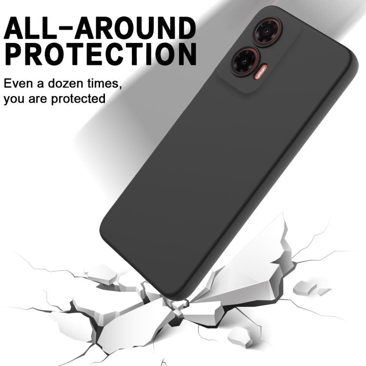For Motorola Moto G35 Solid Color Liquid Silicone Dropproof Full Coverage Phone Case(Black)