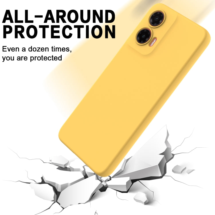 For Motorola Moto G35 Solid Color Liquid Silicone Dropproof Full Coverage Phone Case(Yellow)