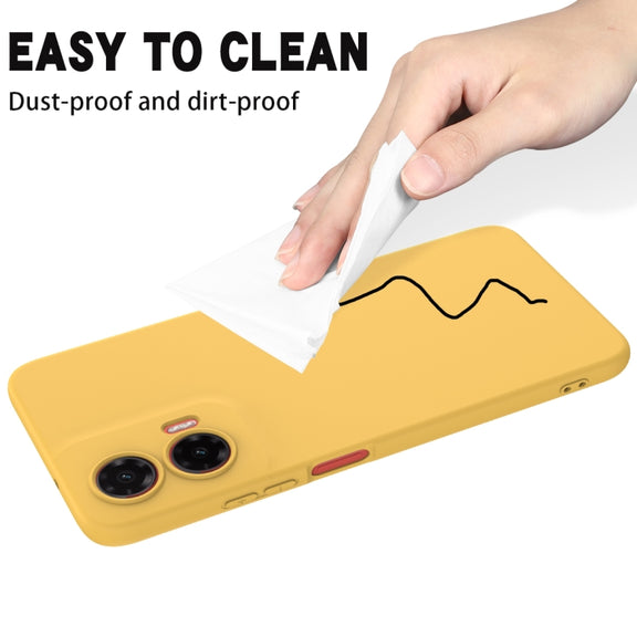 For Motorola Moto G35 Solid Color Liquid Silicone Dropproof Full Coverage Phone Case(Yellow)