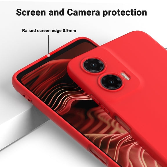 For Motorola Moto G35 Solid Color Liquid Silicone Dropproof Full Coverage Phone Case(Red)