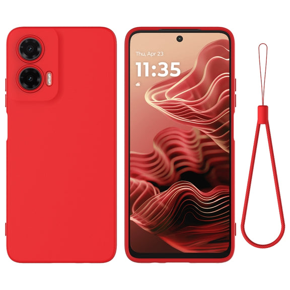 For Motorola Moto G35 Solid Color Liquid Silicone Dropproof Full Coverage Phone Case(Red)