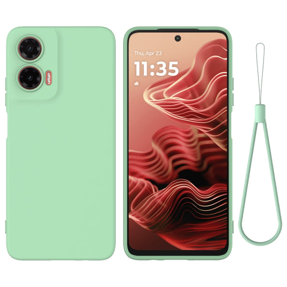 For Motorola Moto G35 Solid Color Liquid Silicone Dropproof Full Coverage Phone Case(Green)