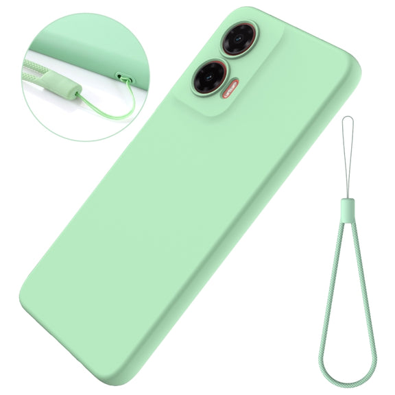 For Motorola Moto G35 Solid Color Liquid Silicone Dropproof Full Coverage Phone Case(Green)