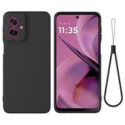 For Motorola Moto G55 Solid Color Liquid Silicone Dropproof Full Coverage Phone Case(Black)