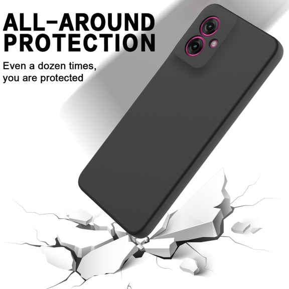 For Motorola Moto G55 Solid Color Liquid Silicone Dropproof Full Coverage Phone Case(Black)