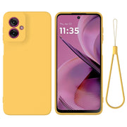 For Motorola Moto G55 Solid Color Liquid Silicone Dropproof Full Coverage Phone Case(Yellow)