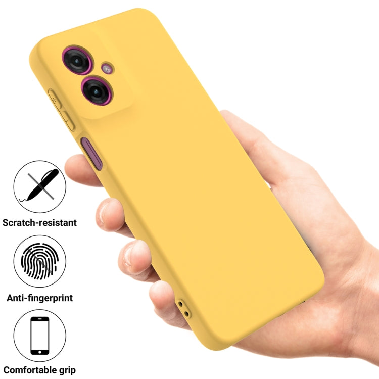 For Motorola Moto G55 Solid Color Liquid Silicone Dropproof Full Coverage Phone Case(Yellow)