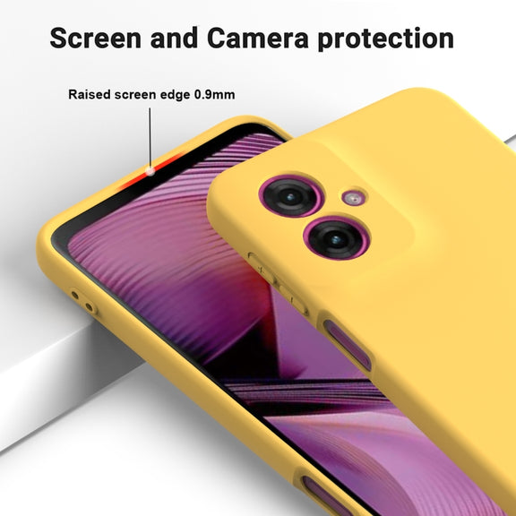 For Motorola Moto G55 Solid Color Liquid Silicone Dropproof Full Coverage Phone Case(Yellow)