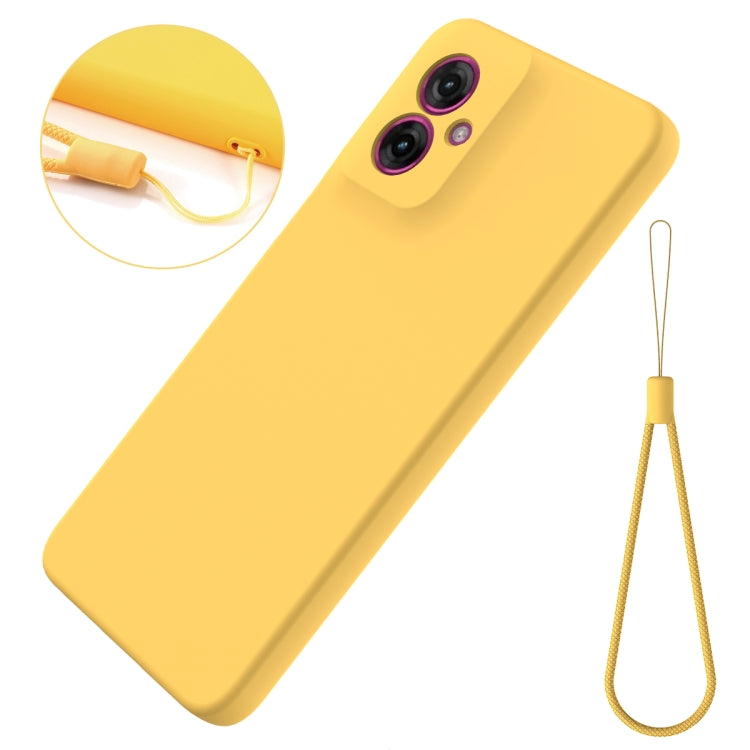 For Motorola Moto G55 Solid Color Liquid Silicone Dropproof Full Coverage Phone Case(Yellow)