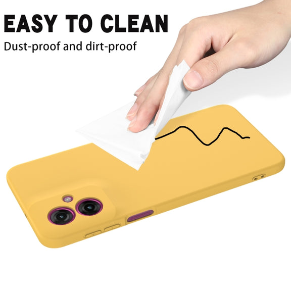 For Motorola Moto G55 Solid Color Liquid Silicone Dropproof Full Coverage Phone Case(Yellow)