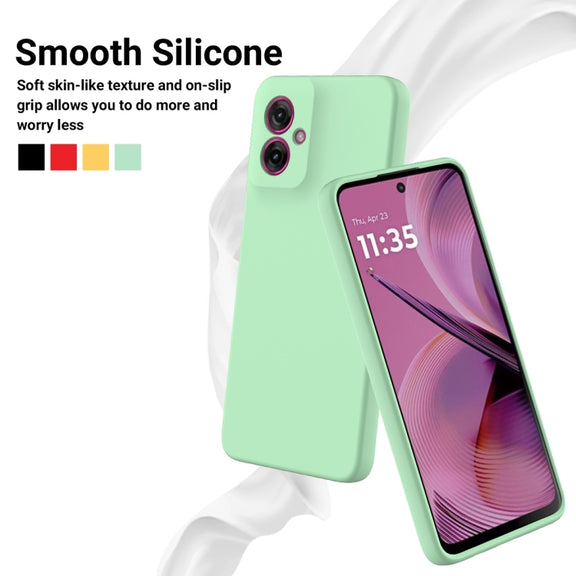 For Motorola Moto G55 Solid Color Liquid Silicone Dropproof Full Coverage Phone Case(Green)