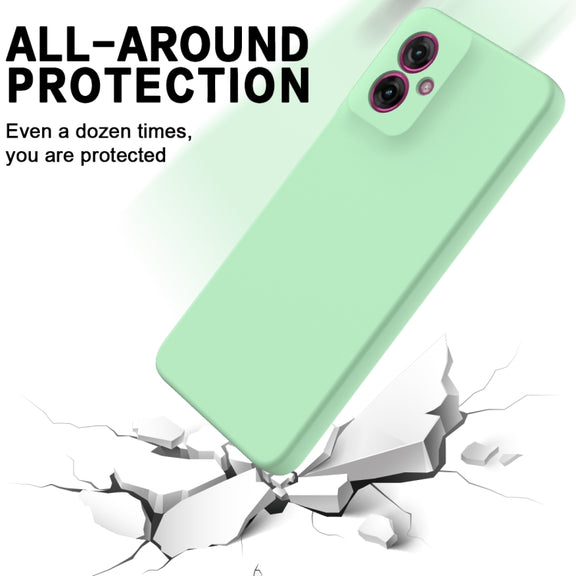 For Motorola Moto G55 Solid Color Liquid Silicone Dropproof Full Coverage Phone Case(Green)