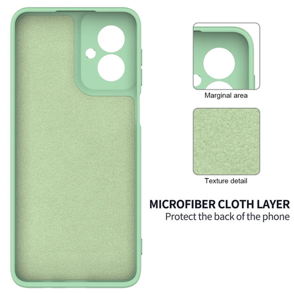 For Motorola Moto G55 Solid Color Liquid Silicone Dropproof Full Coverage Phone Case(Green)