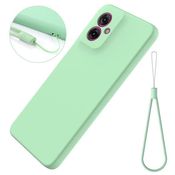 For Motorola Moto G55 Solid Color Liquid Silicone Dropproof Full Coverage Phone Case(Green)