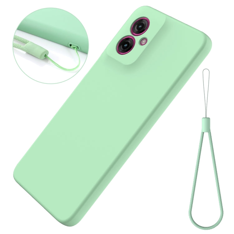 For Motorola Moto G55 Solid Color Liquid Silicone Dropproof Full Coverage Phone Case(Green)