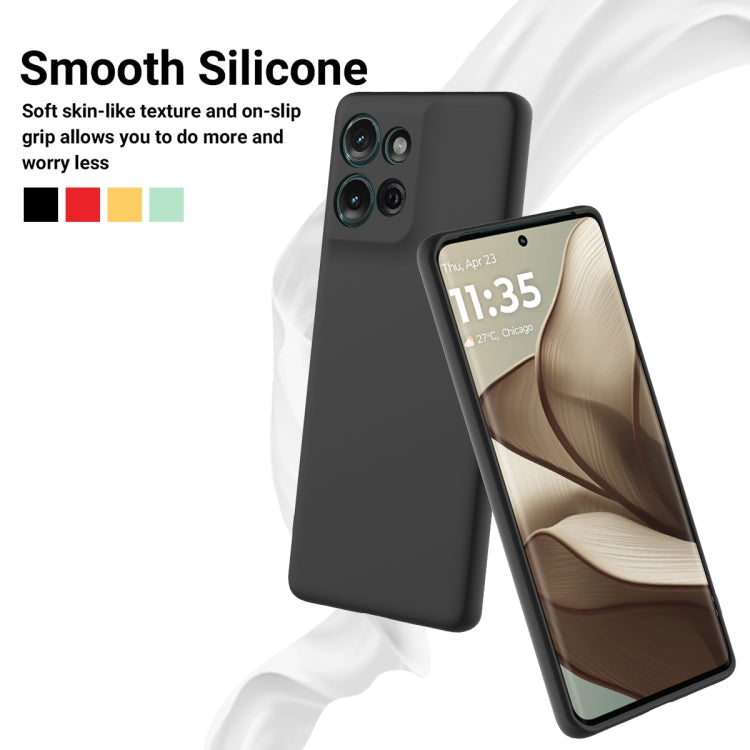For Motorola Moto G75 Solid Color Liquid Silicone Dropproof Full Coverage Phone Case(Black)