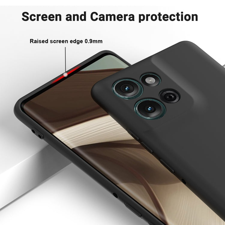 For Motorola Moto G75 Solid Color Liquid Silicone Dropproof Full Coverage Phone Case(Black)