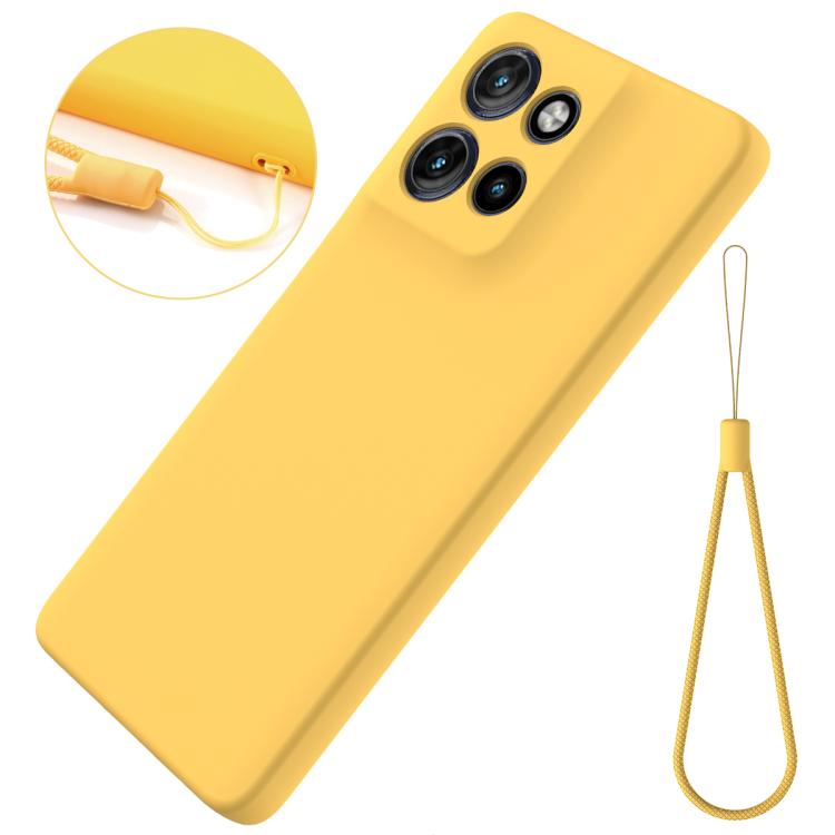 For Motorola Moto G Power 2025 Solid Color Liquid Silicone Dropproof Full Coverage Phone Case(Yellow)