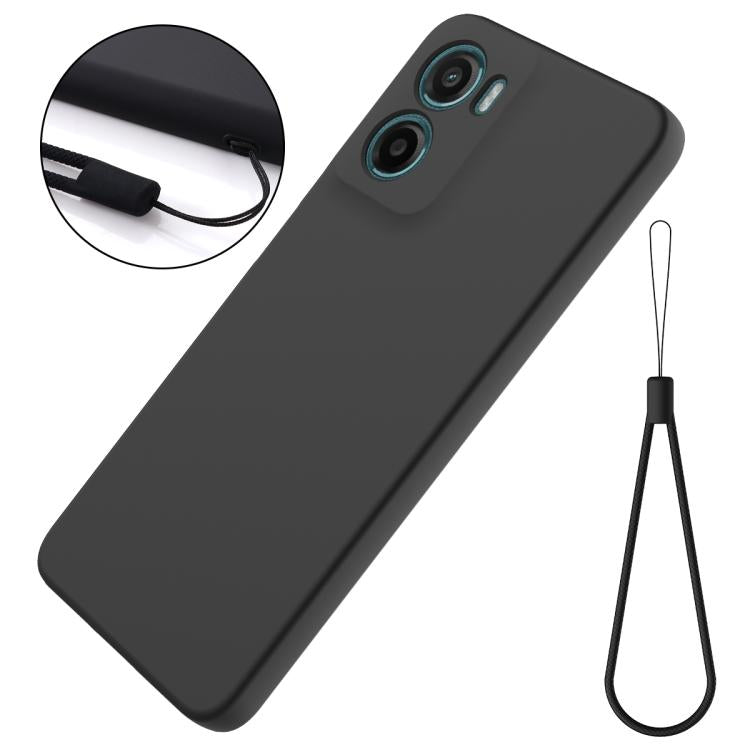 For Motorola Moto G05 / E15 Solid Color Liquid Silicone Dropproof Full Coverage Phone Case(Black)
