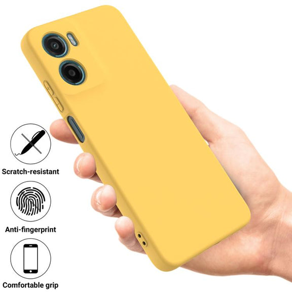 For Motorola Moto G05 / E15 Solid Color Liquid Silicone Dropproof Full Coverage Phone Case(Yellow)