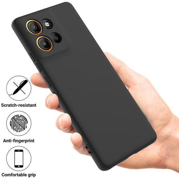 For Motorola Moto G15 Solid Color Liquid Silicone Dropproof Full Coverage Phone Case(Black)