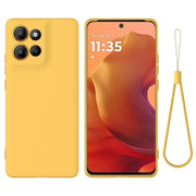 For Motorola Moto G15 Solid Color Liquid Silicone Dropproof Full Coverage Phone Case(Yellow)