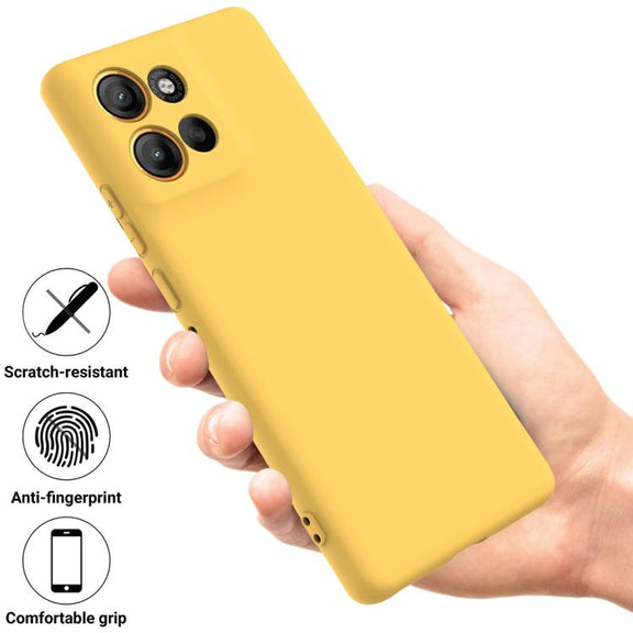 For Motorola Moto G15 Solid Color Liquid Silicone Dropproof Full Coverage Phone Case(Yellow)