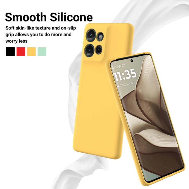 For Motorola Moto G 2025 Solid Color Liquid Silicone Dropproof Full Coverage Phone Case(Yellow)