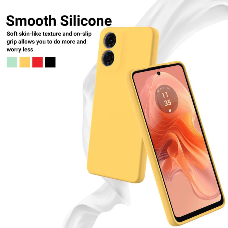 For Motorola Moto G04S 4G / E14 4G Solid Color Liquid Silicone Dropproof Full Coverage Phone Case(Yellow)