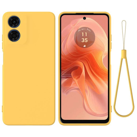 For Motorola Moto G04S 4G / E14 4G Solid Color Liquid Silicone Dropproof Full Coverage Phone Case(Yellow)