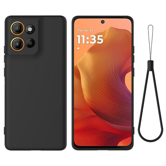For Motorola Moto G86 5G Solid Color Liquid Silicone Dropproof Full Coverage Phone Case(Black)