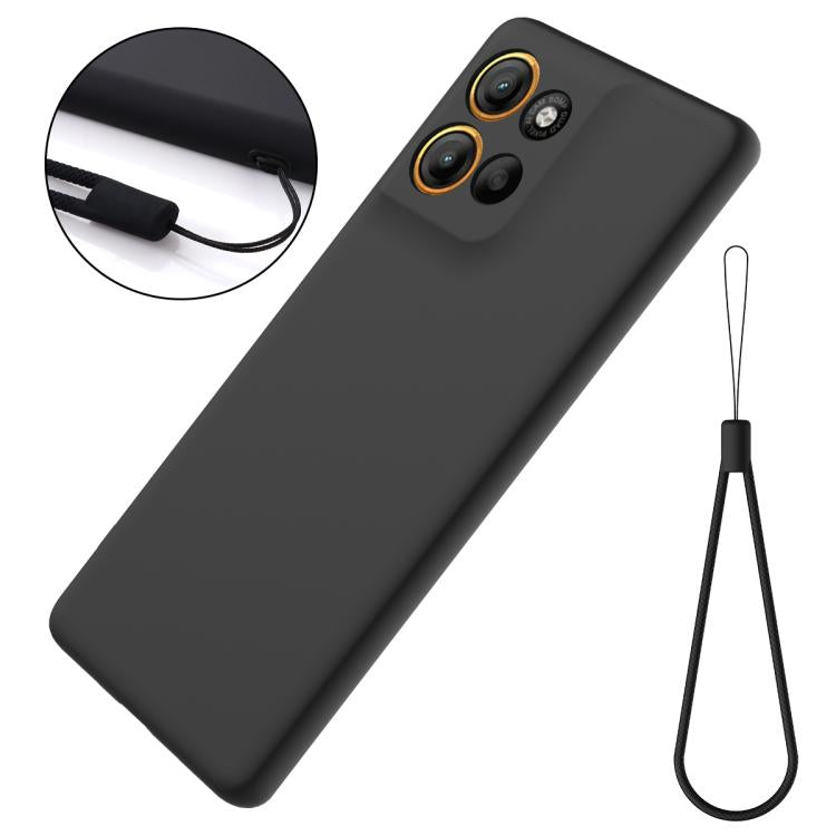 For Motorola Moto G86 5G Solid Color Liquid Silicone Dropproof Full Coverage Phone Case(Black)