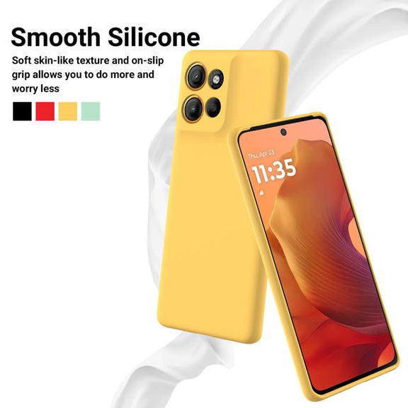 For Motorola Moto G86 5G Solid Color Liquid Silicone Dropproof Full Coverage Phone Case(Yellow)