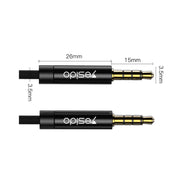 Yesido YAU15 3.5mm Male to 3.5mm Male Audio Cable, Length:2m(Black)