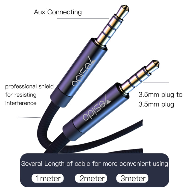 Yesido YAU15 3.5mm Male to 3.5mm Male Audio Cable, Length:2m(Black)