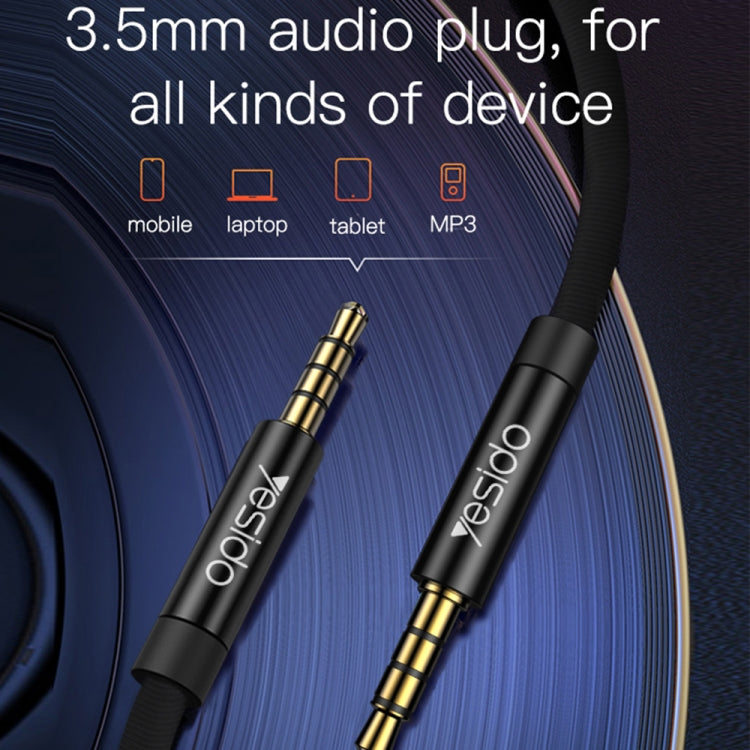 Yesido YAU15 3.5mm Male to 3.5mm Male Audio Cable, Length:2m(Black)