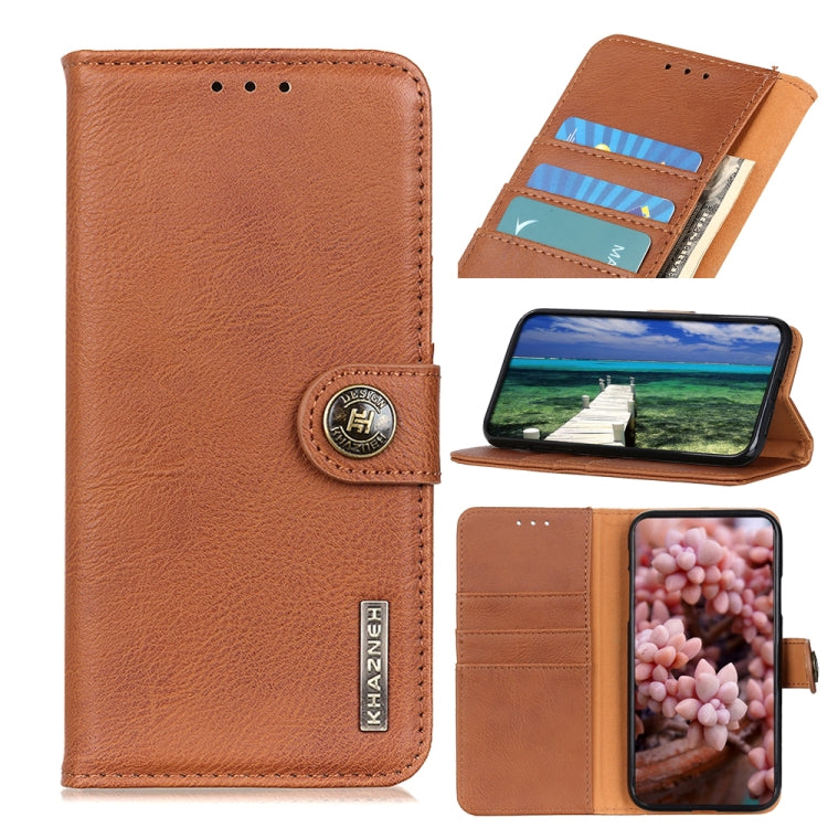 For Xiaomi Redmi Note 13 4G KHAZNEH Cowhide Texture Flip Leather Phone Case(Brown) - Note 13 Cases by PMC TechLife | Online Shopping South Africa | PMC TechLife | Buy Now Pay Later Mobicred