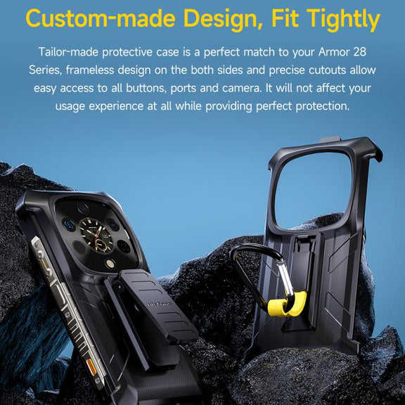For Ulefone Armor 28 Ultra / 28 Ultra Thermal Ulefone Back Clip Phone Case with Carabiner(Black)
